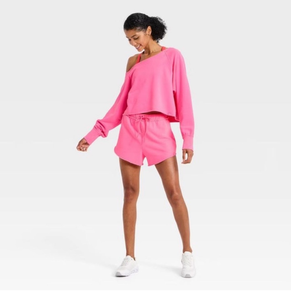 Women’s Washed Jersey High Rise Shorts - Neon Pink - L, XL & XXL - Picture 3 of 16